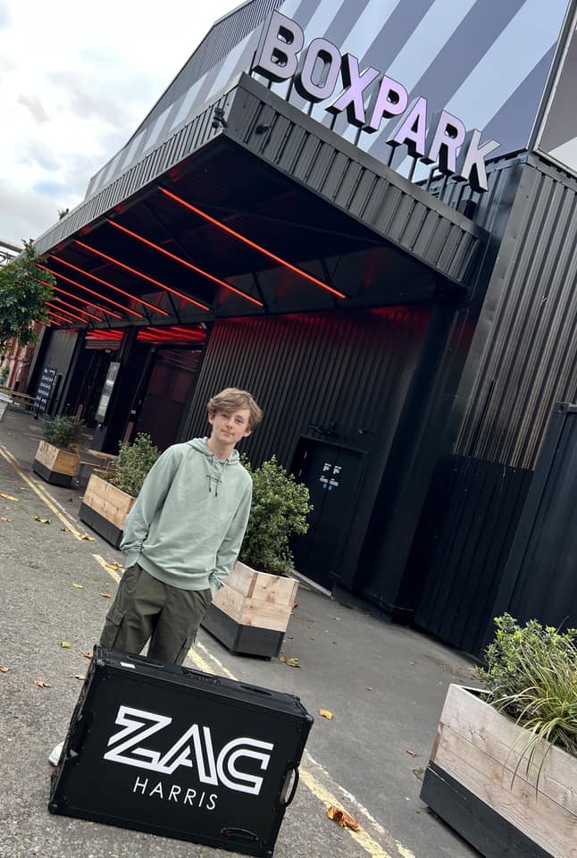Zac Harris DJing at Boxpark Liverpool