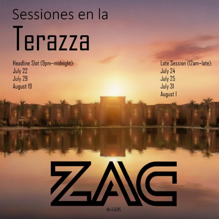 DJ Zac Harris summer residency Al Kasar Jacks Condado de Alhama Murcia Spain 2025 teen tech house DJ